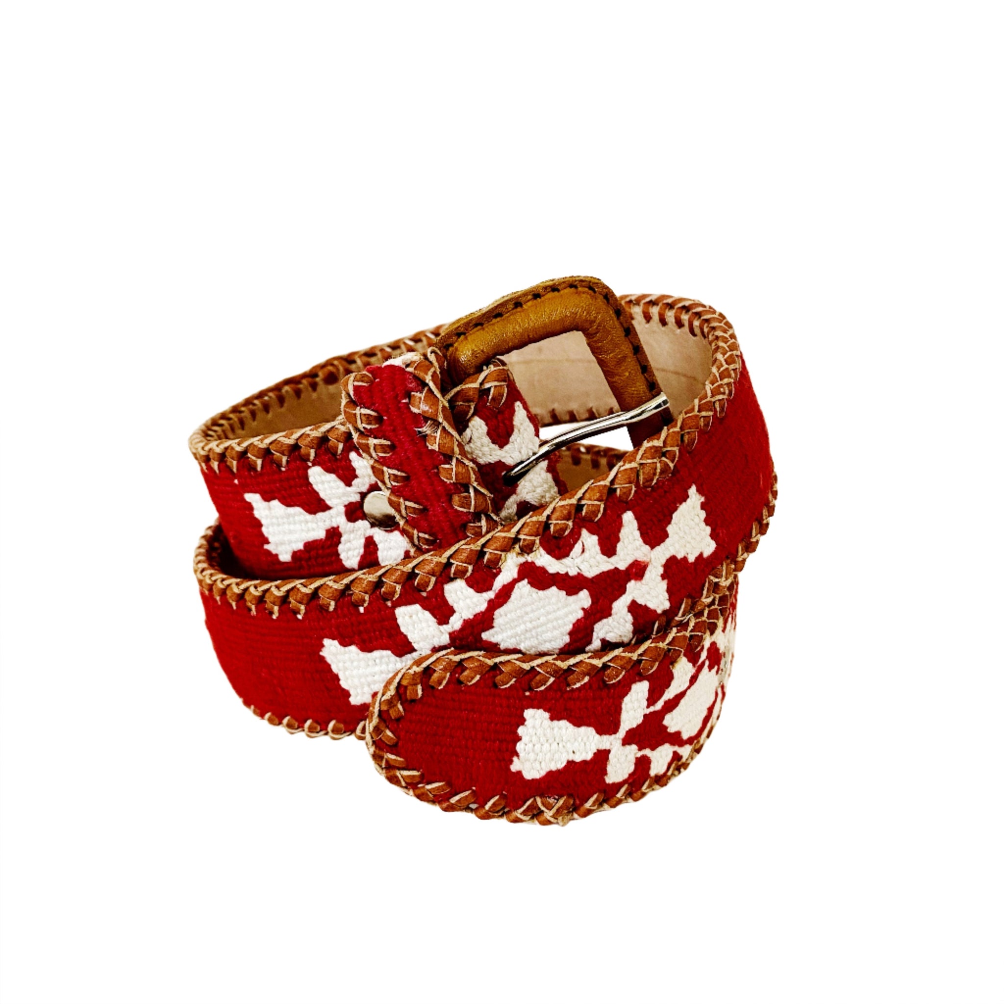 Arloom Red Embroidered Leather-Trim Women’s Belt NEW ROUND TOP TX Embroidered Leather Belts for Women for sale | eBay main image 2