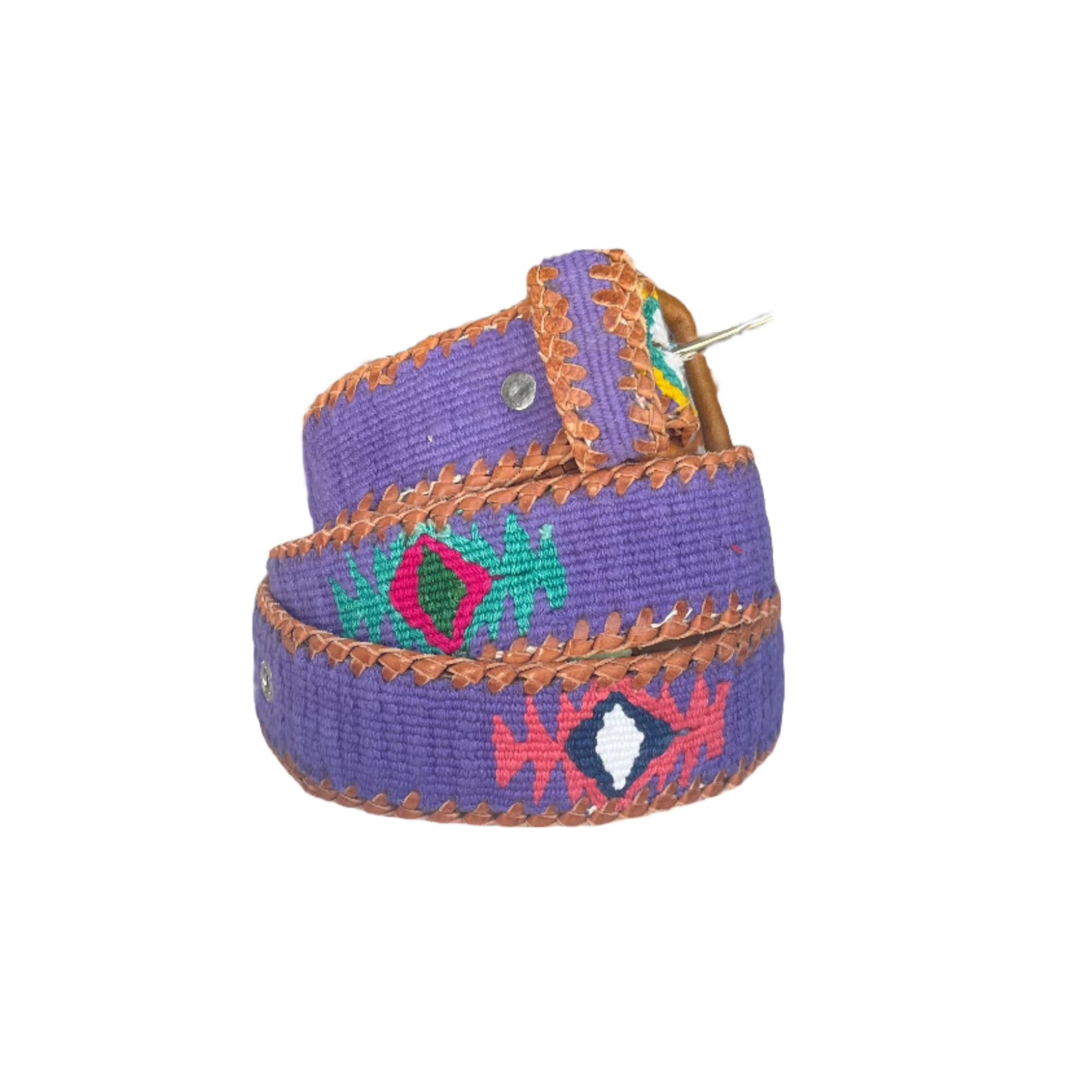 Multicolor Textile Patterned Belt Rancho Belt - Blue, Brown & Cream – arloom main image 2