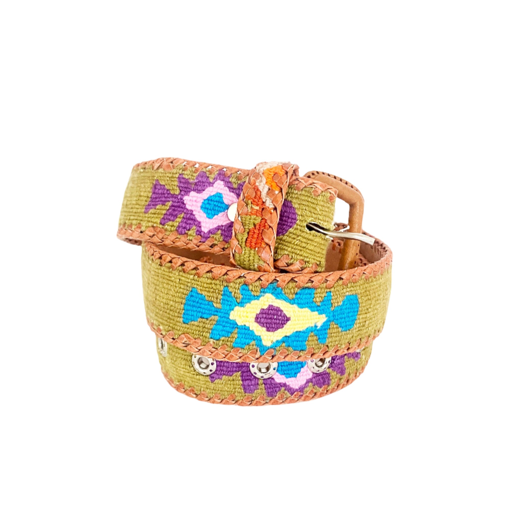 Arloom Rancho Belt Handwoven Leather Rancho Belt - Burnt Orange Multi – arloom main image 2